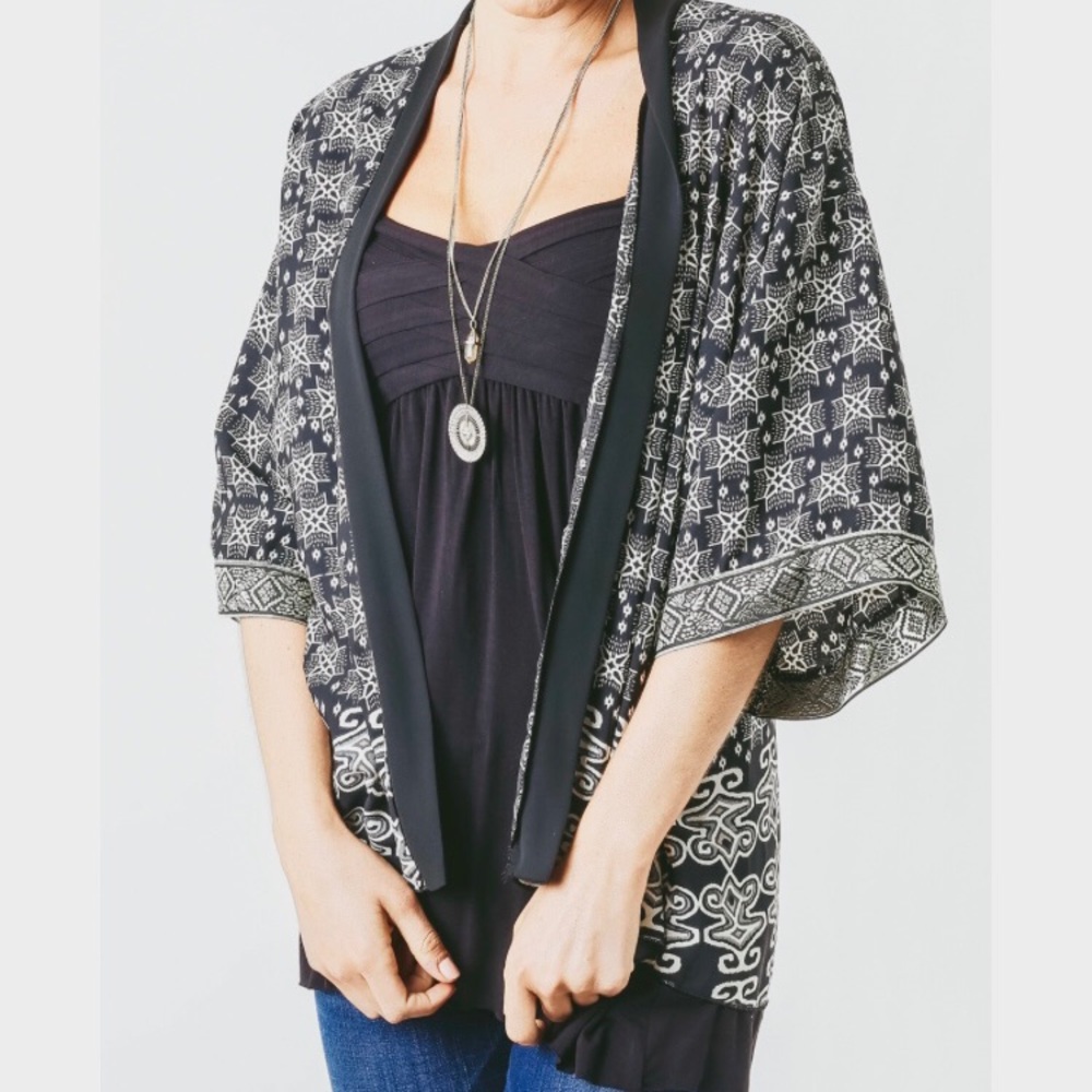 black patterned kimono